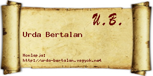 Urda Bertalan névjegykártya